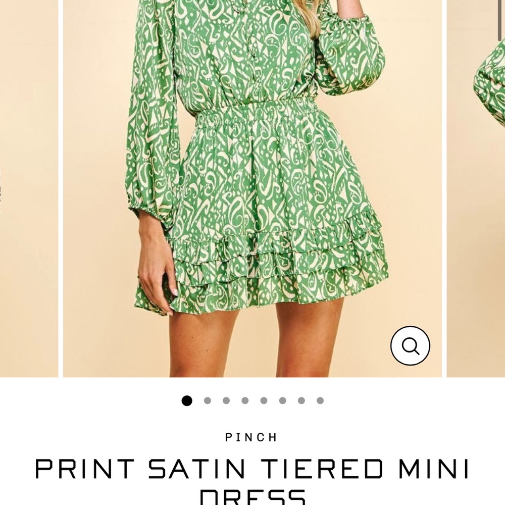 Pinch Green Patterned Satin Mini Dress - Picture 5 of 11